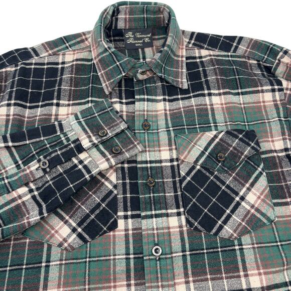 The Vermont Flannel Co. Small Green Beige Button Up Long Sleeve Flannel Shirt - Picture 1 of 6